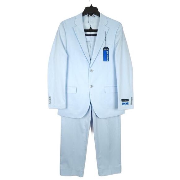 Nautica Men's Modern-Fit Stretch Cotton 2-Piece Suit Light Blue 40S 34x32 NWT - Picture 1 of 8